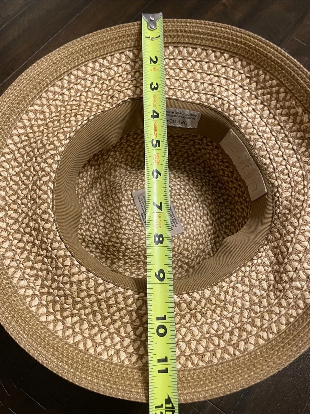 Eric Javits Straw Sun Hat UPF 50+ Wide Brim Packable Natural Tan - Picture 7 of 7